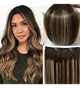 Ugrace Hair Halo Hair Extensions Real Human Hair Chocolate Brown 14 inch 70g Hairpiece with Trans...