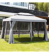 Grand patio Garden Gazebo 3×3m, Event Shelter with Mosquito Netting, Sides, Predium Steel, Sun Sh...