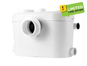 Sanitary Pumps Macerator Pump for Toilet Shower Sink Waste 3 in 1 with Carbon Filter Powerful 750 Watt IP55 Rated P750A