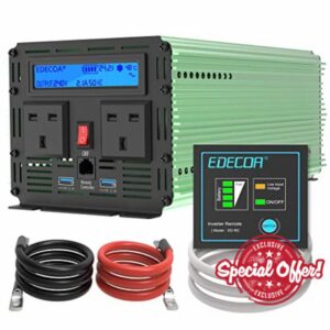 EDECOA 2000w 24v Pure Sine Wave Power Inverter 24v DC to 240v AC