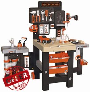 SMOBY Black and Decker Kids Mega Centre Workbench with 95+ Accessories  Pretend play toy workbench with tools