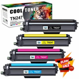 Cool Toner Compatible TN-243CMYK Toner Value Pack for Brother TN247 TN-247 TN243 DCP-L3550CDW DCP-L3510CDW HL-L3210CW MFC-L3770CDW HL-L3230CDW MFC-L3750CDW MFC-L3730CDN (Black Cyan Yellow Magenta)