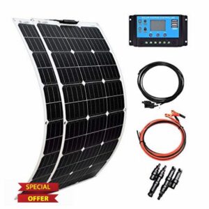 XINPUGUANG 200w 12v Solar Kit 2pcs 100W Flexible Solar Panels Monocrystalline PERC Module 20A Solar Regulator for Boat