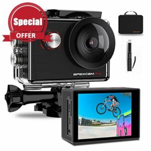 Apexcam M90 Pro EIS Action Camera 4K 20MP WIFI for Sports 170°Wide-Angle 40M Waterproof with Remote Control Selfie Stick 2 Rechargeable Batteries and Accessories Ki