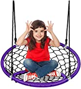 COSTWAY Nest Swing, Hanging Platform Boat Surfing Tree Swing with Handles and Soft Padded Edge, H...
