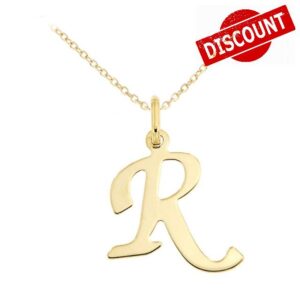 Lucchetta - 9ct Yellow Gold Letter R Initial Name Pendant Necklace 17.7 inch (45cm)