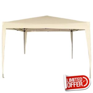 AKTIVE 62188 – Folding Gazebo 300 x 300 x 240 cm Polyester Aktive Garden Cream