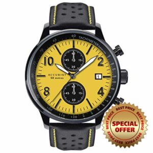 Accurist Mens 44mm Sports Japanese Quartz Watch in Yellow with Chronograph Date Display