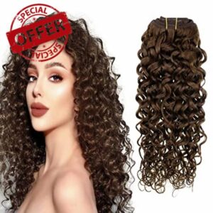 Hetto Curly Clip Hair Extensions Real Human Hair Dark Brown Extensions Clip in Human Hair Natural Wave Clip on Hair Extensions Human Hair #4 22 Inch 100g
