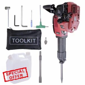 Gas Powered Demolition Jack Hammer Earth Drill with Point and Flat Chisel
