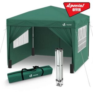 VOUNOT 3m x 3m Pop Up Gazebo with Sides & 4 Weight Bags & Carry Bag