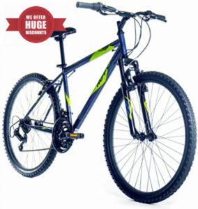 Huffy Stone Mountain Mens 26 Inch Wheel Hardtail Mountain Bike Front Suspension 21 Speed Blue Adults