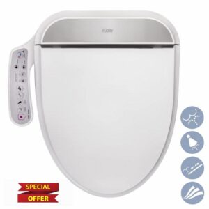 R FLORY FDB300 Electronic Smart Bidet Seat Easy Install Heated Seat Warm Dry and Water Eco Power Save Self Cleaning Healthy Separate Nozzle (Elongated-UK)