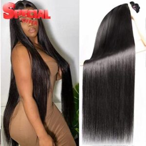Perstar Straight Hair Bundles Human Hair 4 Bundles 20 22 24 26 inch Brazilian Virgin Hair 100% Unprocessed Natural Black Bundles