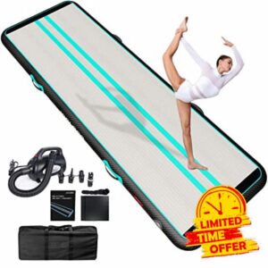 JOOLOOG Premium Inflatable Air Tumbling Gymnastics Mat 3M 4M 5M 6M Tumbling Mats With 650W Electric Air Pump 10/20 CM Thick Gymnastics Air Mat for Home Home Use Gym Yoga Training Cheerleading Outdoo
