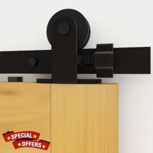 6FT/182cm Interior Sliding Barn Wood Door Hardware Closet Track T Shape Hangers Kit Single Doo