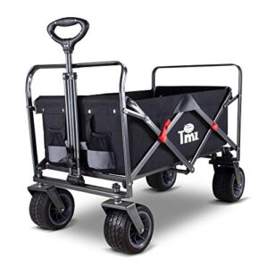 All-terrain Handcart Shopping Trolley with 264lbs Capacity-Black/Grey
