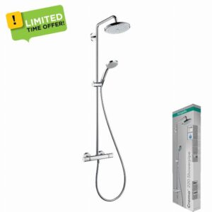 hansgrohe Croma Showerpipe 220 1jet with thermostatic shower mixe