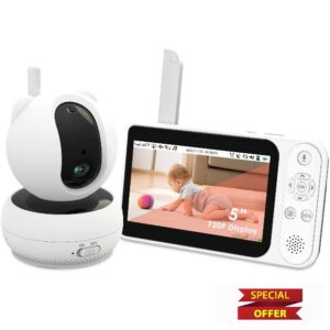 VIZOLINK Baby Monitor With Camera and Night Vision 720P 5'' HD Wireless Video Baby Monitor
