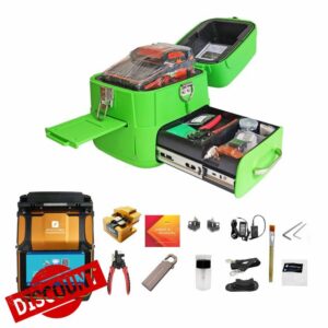 QIIRUN AI-9 Fusion Splicer Machine with 30 Tutorials Fibre Fusion Splicing Machine Core Alignment Automatic Focus Fast 5s Splicing 15s Heating with Large Battery (Green Toolbox)