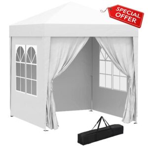 Outsunny 2m x 2m Garden Pop Up Gazebo Marquee Party Tent Wedding Awning Canopy New With free Carrying Case White + Removable 2 Walls 2 Windows