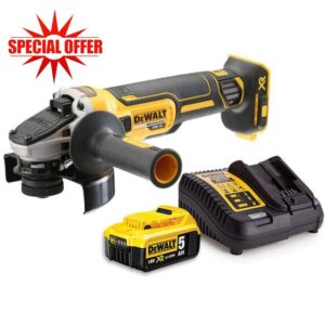 DEWALT DCG405N 18V XR Brushless Angle Grinder 125mm with 1 x 5Ah Battery & Charge