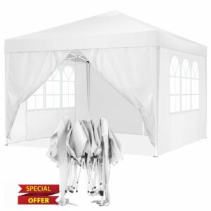 Tooluck Gazebos 3x3M Pop up Gazebo Tent Commercial Instant Shelter Heavy Duty Gazebo with Four sidewalls