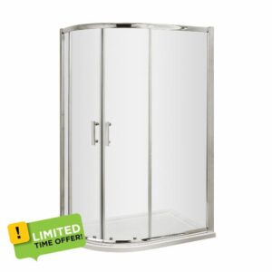 Nuie 1200x800mm AQU128 Pacific ǀ Modern Bathroom 6mm Safety Glass Offset Quadrant Shower Enclosure
