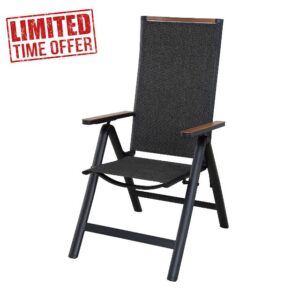 Grand patio High Back Garden Chair Aluminium Folding Dining Chair with Sturdy Armrests