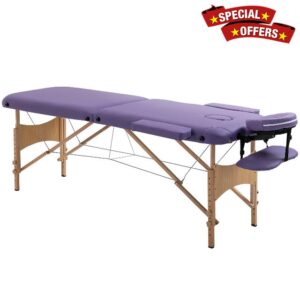 HOMCOM Massage Table Bed Couch Beauty Bed 2 Section Therapy Bed Lightweight Portable Folding Spa Bed Purple