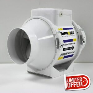 5 inch 125mm Diameter In-Line Bathroom Extractor fan with Run On Timer Loft Mounted Inline Shower Ceiling Powerful Ventilation Damp Control Silent In-line Toilet Ventilato