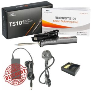 CROSS MARS Upgraded TS101 65W Smart Portable Digital Mini Fast Heating Temperature Adjustable Programmable Soldering Iron Kit (with UK Power Supply & BC2 Tip)