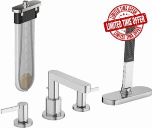 hansgrohe Finoris 4-hole rim mounted bath mixer with Hose Box