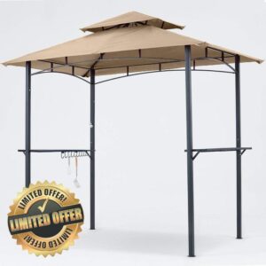 MASTERCANOPY 8 x 5 Grill Gazebo Outdoor BBQ Gazebo Canopy with 2 LED Lights (Khaki)