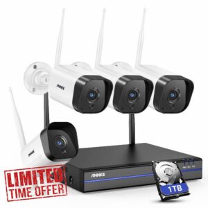 ANNKE WS300 8CH 5MP Wireless CCTV Camera System and 4x3MP Outdoor WiFi Surveillance IP Cameras with Alexa