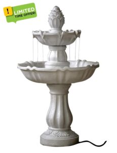 SEINHIJO Outdoor Floor Water Fountain 95cm High 2-Tier Baroque Garden Cascading Waterfall for Yard Patio Lawn Home