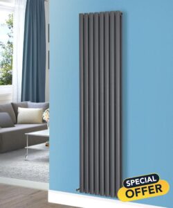 NRG Anthracite Designer Double Panel 1800x472mm Vertical Oval Column for Bathroom Living Room and Kitche