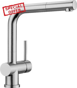 Blanco 518716 Lomis-S - Brushed Steel Kitchen Sink tap with a Pull-Out spout steel-518716
