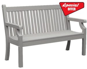 Winawood Maison and Garden Sandwick Polymer Wood Effect Zero Maintenance Recyclable and Fully Weatherproof 2 Seater Bench (121.6 x 60 x 93cm) – Stone Grey