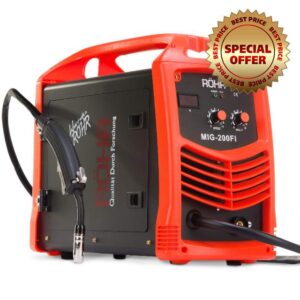 Röhr MIG-200FI 2-in-1 MIG Welder Inverter IGBT Anti-Stick Welding Machine 240V 200Amp Gas Flux Wire AC - Welding Mask & Variety of Accessories Included