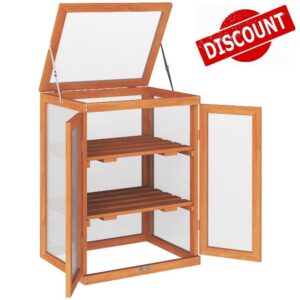 Outsunny 3-tier Wood Greenhouse Garden Polycarbonate Cold Frame Balcony Grow House w/ Storage Shelf for Plants