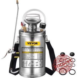 BuoQua 6L Stainless Steel Sprayer 1.5Gallon Steel Hand-Pump Sprayer with 3.3-inch Reinforced Hose Pressure Garden Sprayer for Home Gardening and Ground Cleaning(6L)