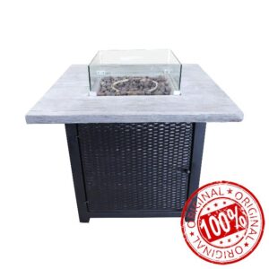 Teamson Home Outdoor Garden Rattan Propane Gas Fire Pit Table Burner
