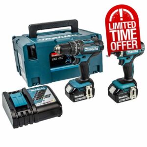 Makita DLX2131TJ 18V Li-ion LXT 2 Piece Combo Kit comprising DHP482Z and DTD152Z Complete with 2 x 5.0 Ah Batteries and Charger Supplied in a Makpac Case