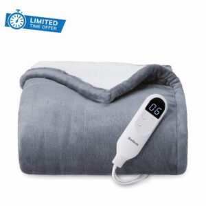 BEDSURE Electric Heated Throw Blanket - Flannel Electric Overblanket for Sofa Bed Office Use