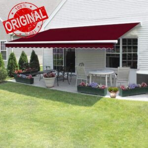 Manual Awning Canopy Outdoor Patio Garden Sun Shade Shelter Top Fabric with Winding Handle Multiple Colors & Sizes (3 x 2.5m