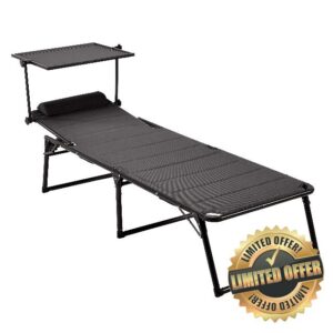 Amazon Basics Aluminium Folding Three-Legged Sun Lounger with Canopy
