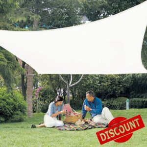 LOVE STORY Sun Shade Sail Square 4 m x 4 m Canopy Cream Outdoor Breathable UV Block Awning For Patio Garden Backyard