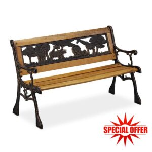 Relaxdays Children's Garden Bench Africa Animal Motif 50 kg Load