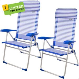 AKTIVE 62257 - Set of 2 chairs pleg ALU with cushion 7 pos 64x61x118 cm-Sicily